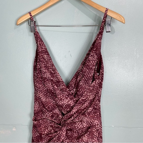 Fame & Partners Snake Print Bella Midi Front Slit Red Dress Sz 4 Sleeveless - Picture 3 of 8